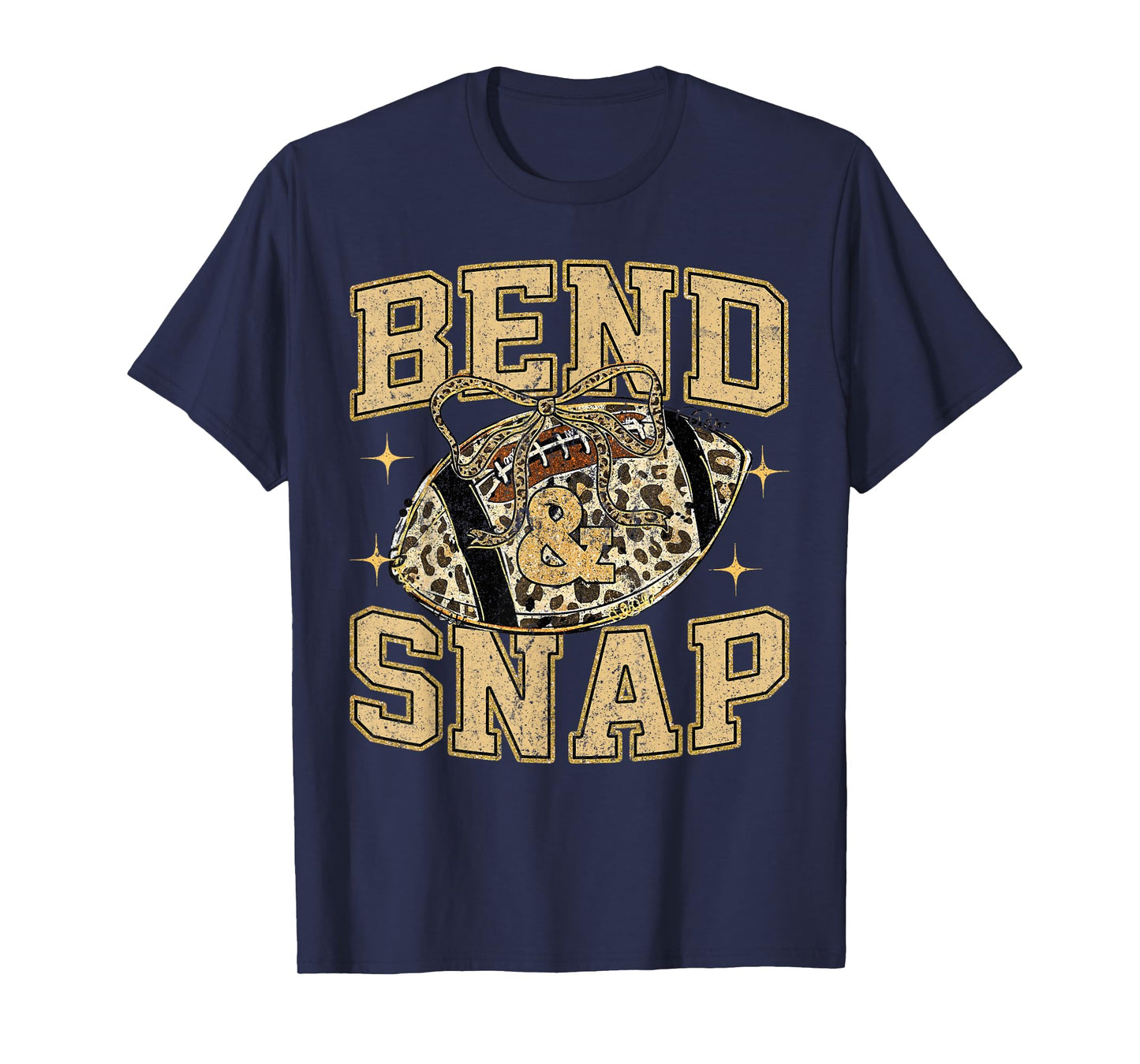 Bend and Snap Football Leopard Coquette Bow Game Day T-Shirt