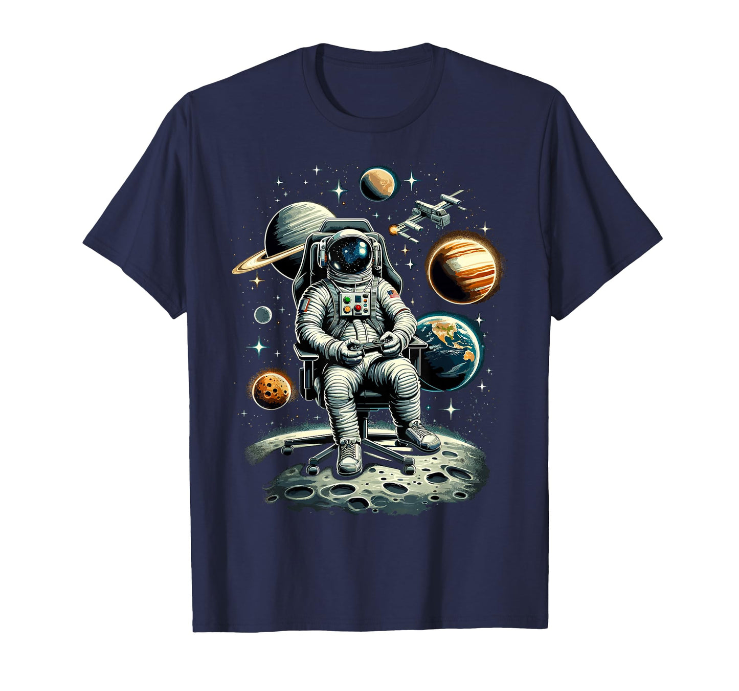 Astronaut Space Gaming System Planets Astronaut Gamer T-Shirt
