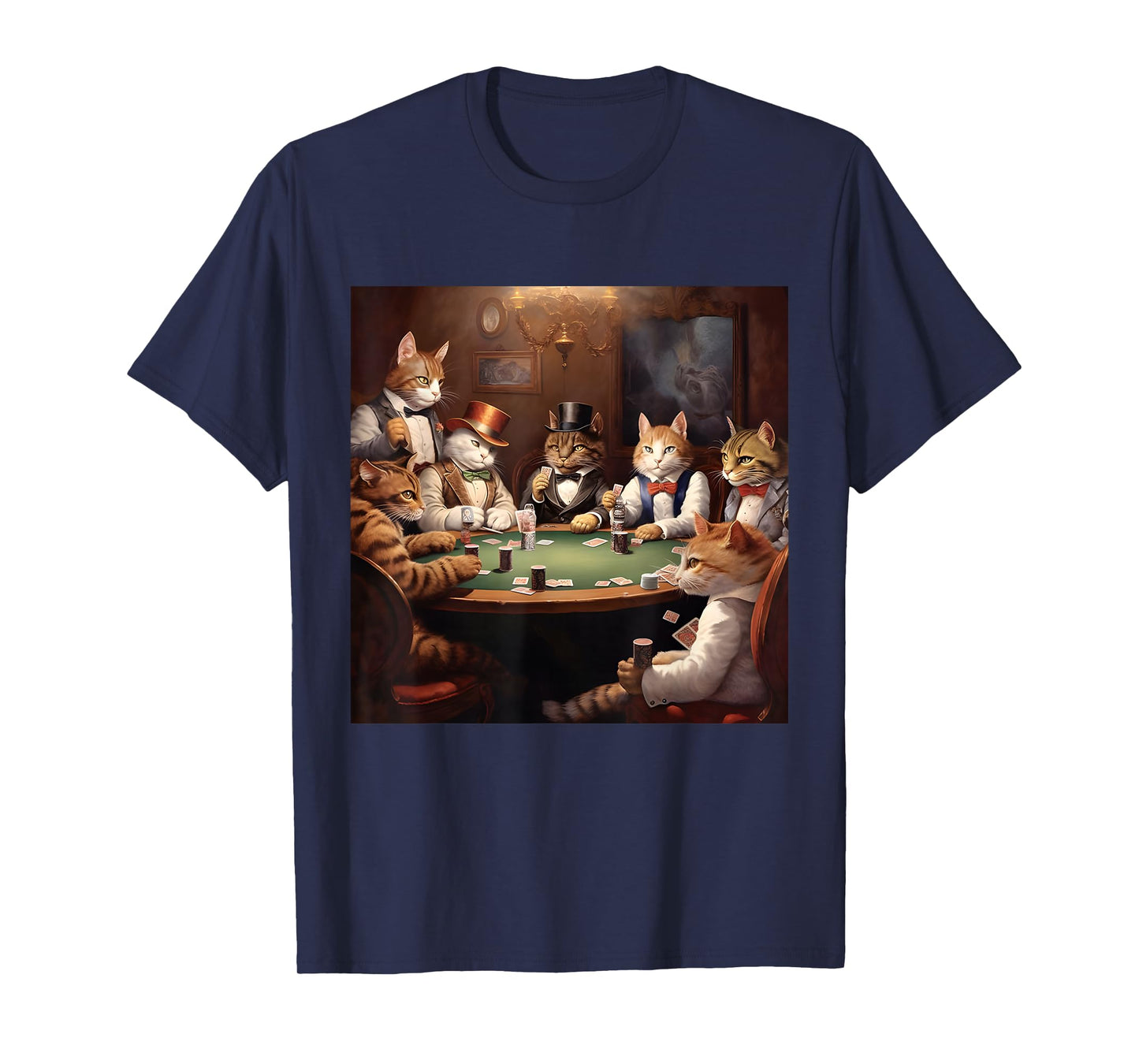 Poker Cat Lover Casino Gambling Cats Playing Poker Cards T-Shirt, Small, Black