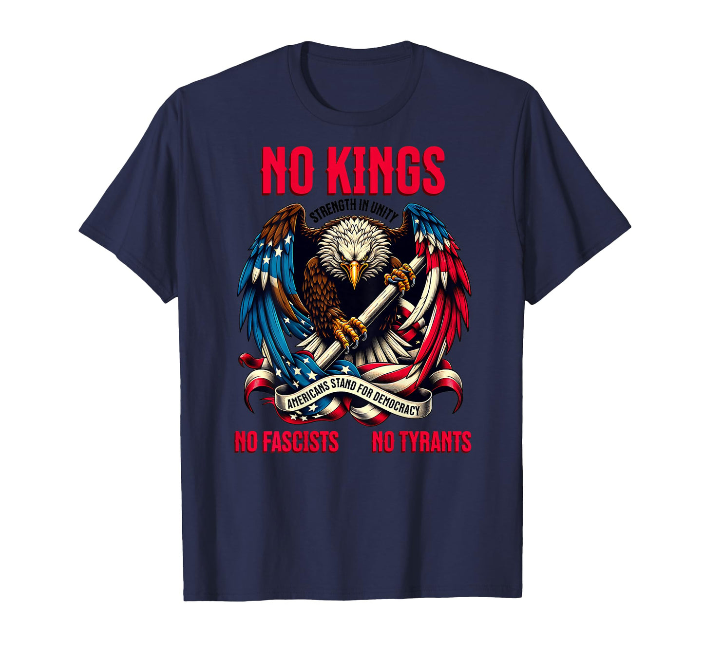 No Kings in America Stand Pro Democracy Protest Tyranny USA T-Shirt
