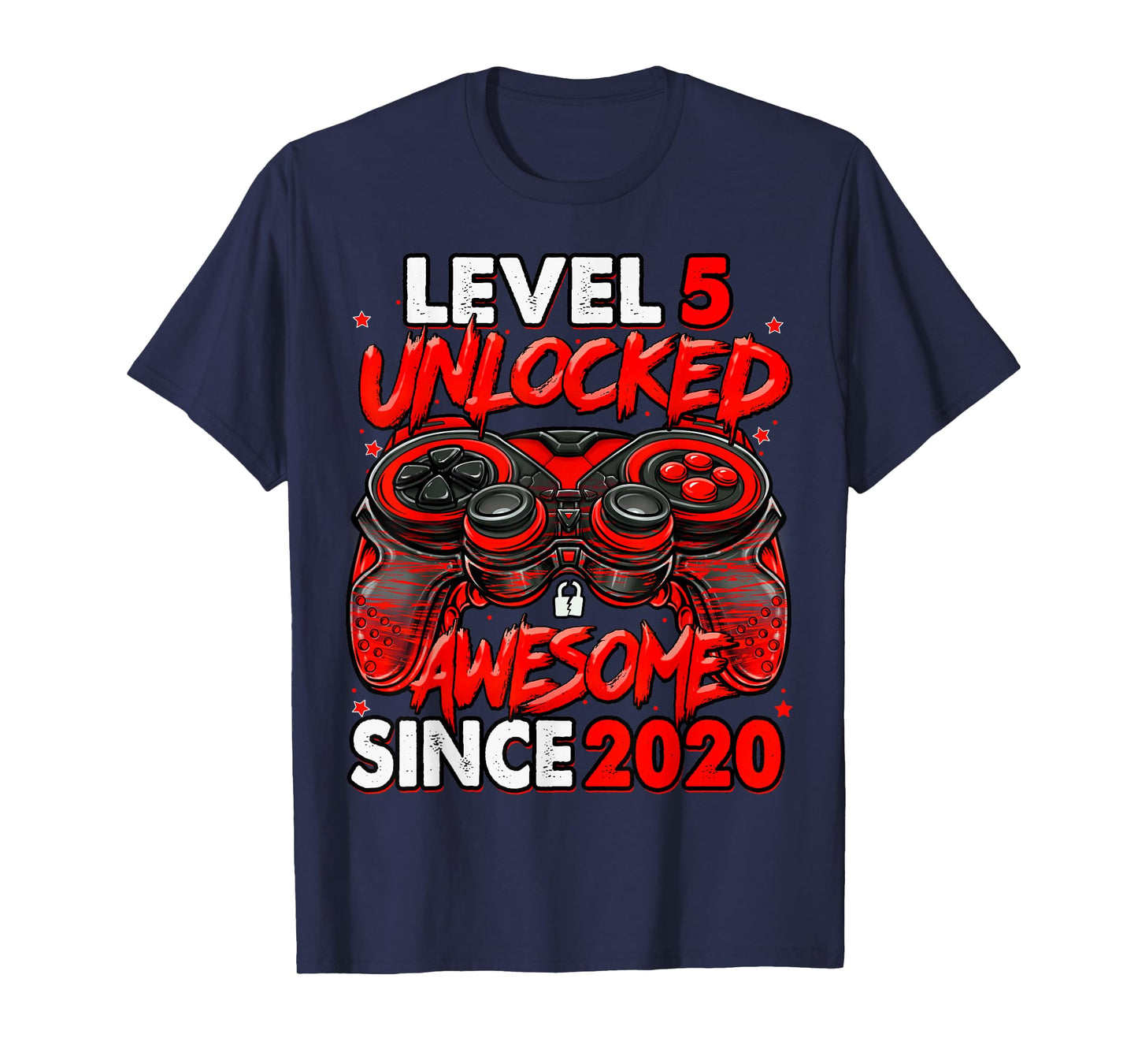 Level 5 Unlocked Awesome Since 2020 5th Birthday Gaming T-Shirt