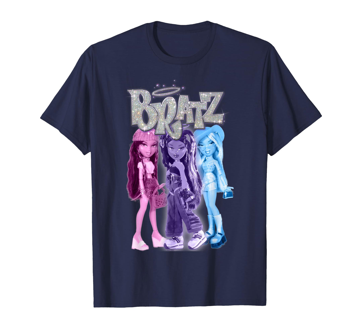 Bratz Pink Purple Blue Photo Group Doll Portrait Colored T-Shirt
