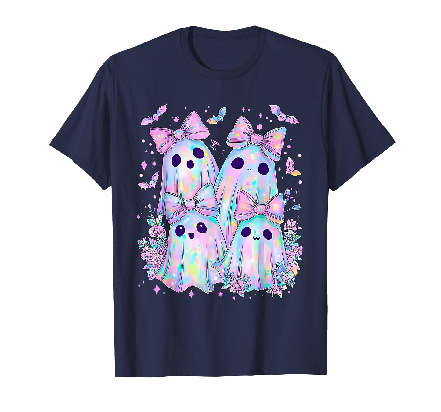 Halloween Funny Ghost Coquette Bow Spooky Season Wildflower T-Shirt
