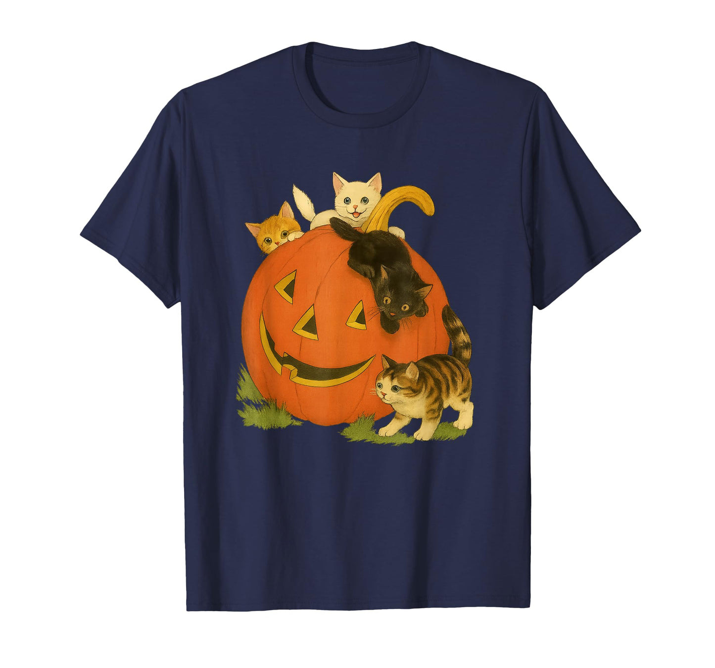 Pumpkin kittens halloween spooky kitten vibes art T-Shirt
