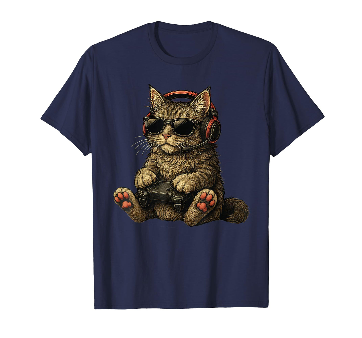 Kitten Cat Playing Video Games Vintage Funny Cat Gaming T-Shirt