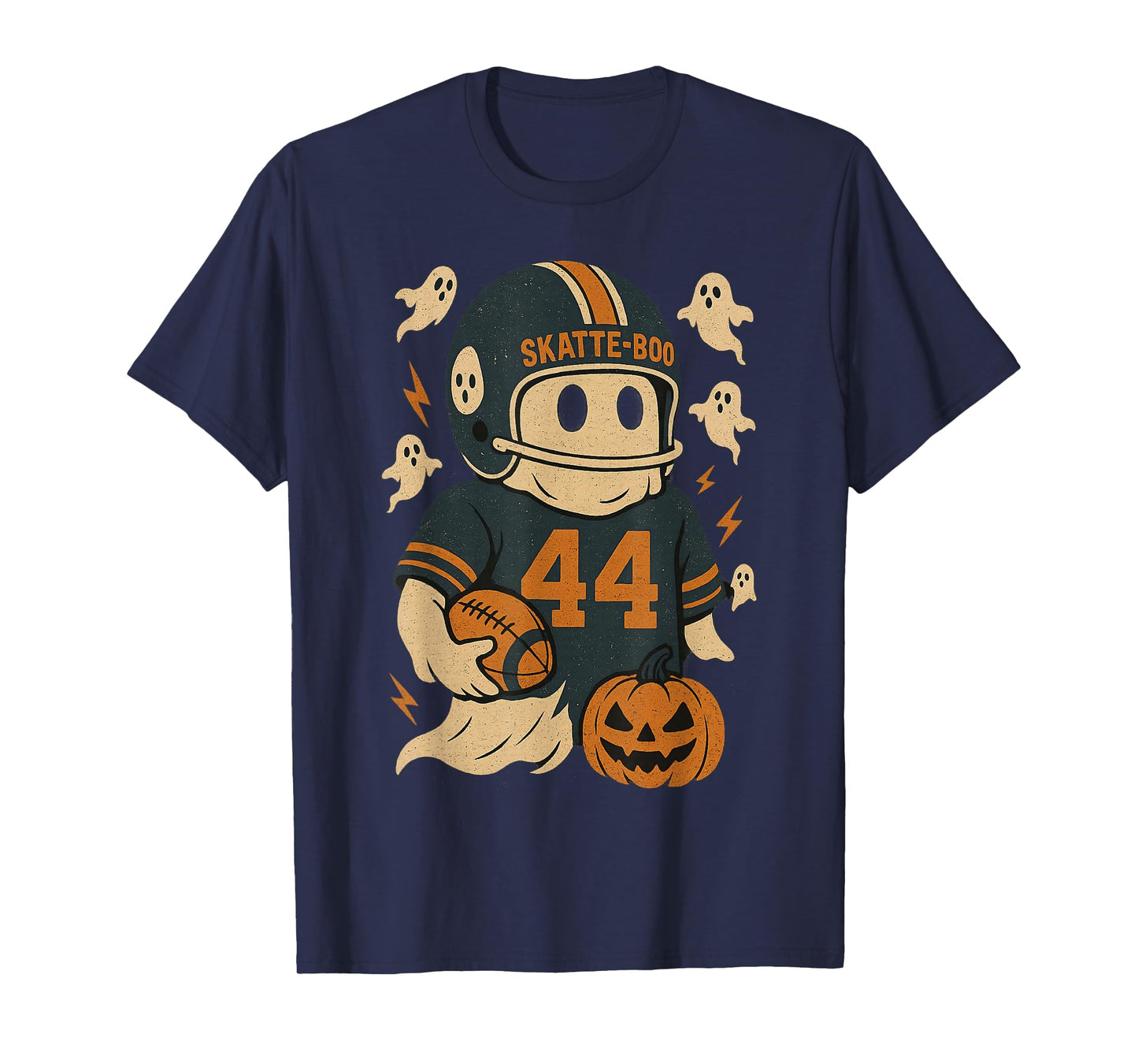 Vintage Skatte-Boo Ghost Football Lover Halloween T-Shirt