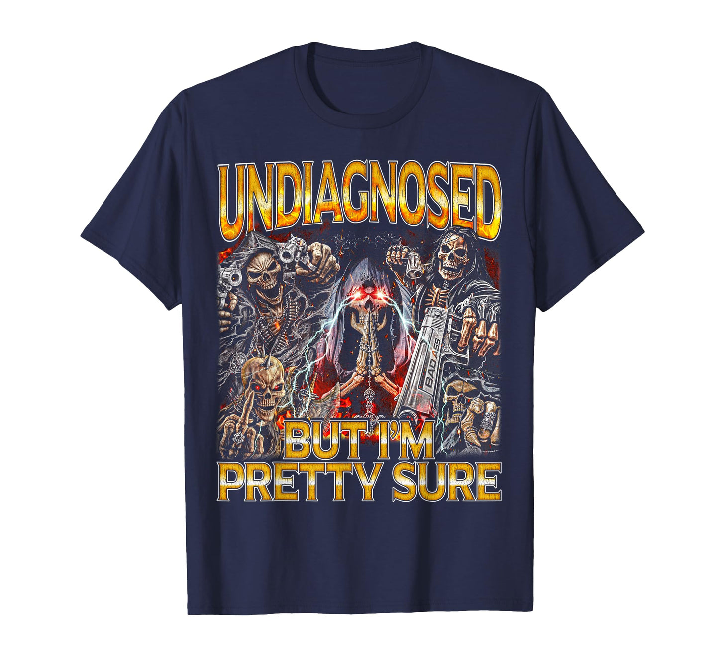 Undiagnosed ADHD - Edgy Skeleton Bootleg Hard Skeleton Meme T-Shirt