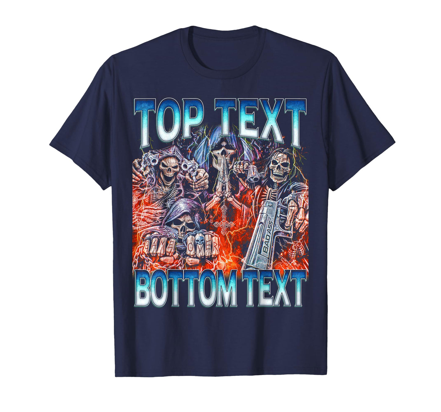 Top Bottom Text - Edgy Skeleton Bootleg Hard Skeleton Meme T-Shirt