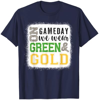 On Gameday Football We Wear Green And Gold Leopard Print T-Shirt - T-Shirt | Navy