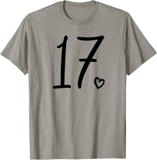 17th Birthday For Girls Seventeen Cute Number 17 Years Old T-Shirt - T-Shirt | Sand