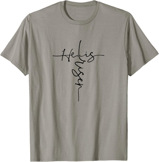 Easter | He is Risen Cross | Christian Apparel T-Shirt - T-Shirt | Sand