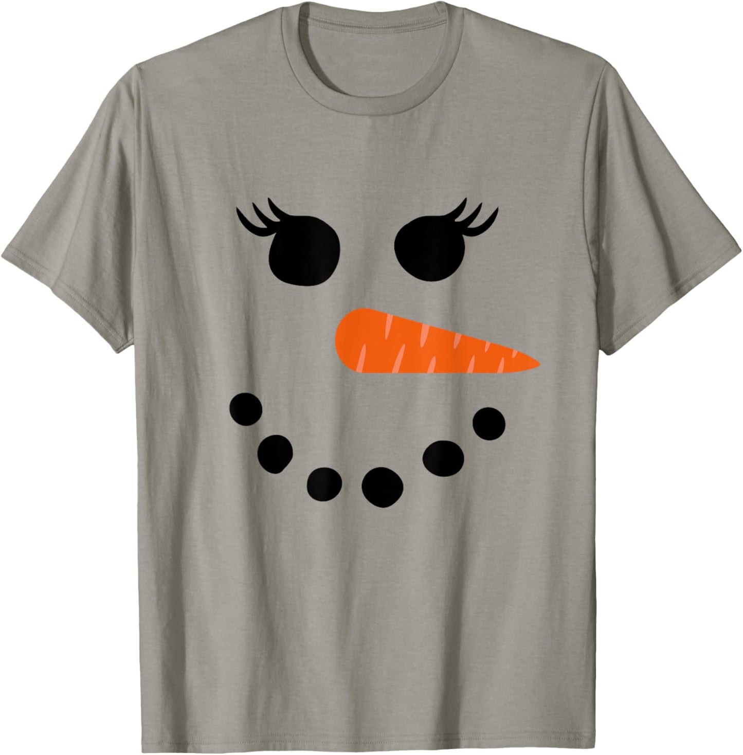 Snowman Shirt Eyelashes Glasses Christmas Winter T-Shirt - T-Shirt | Sand