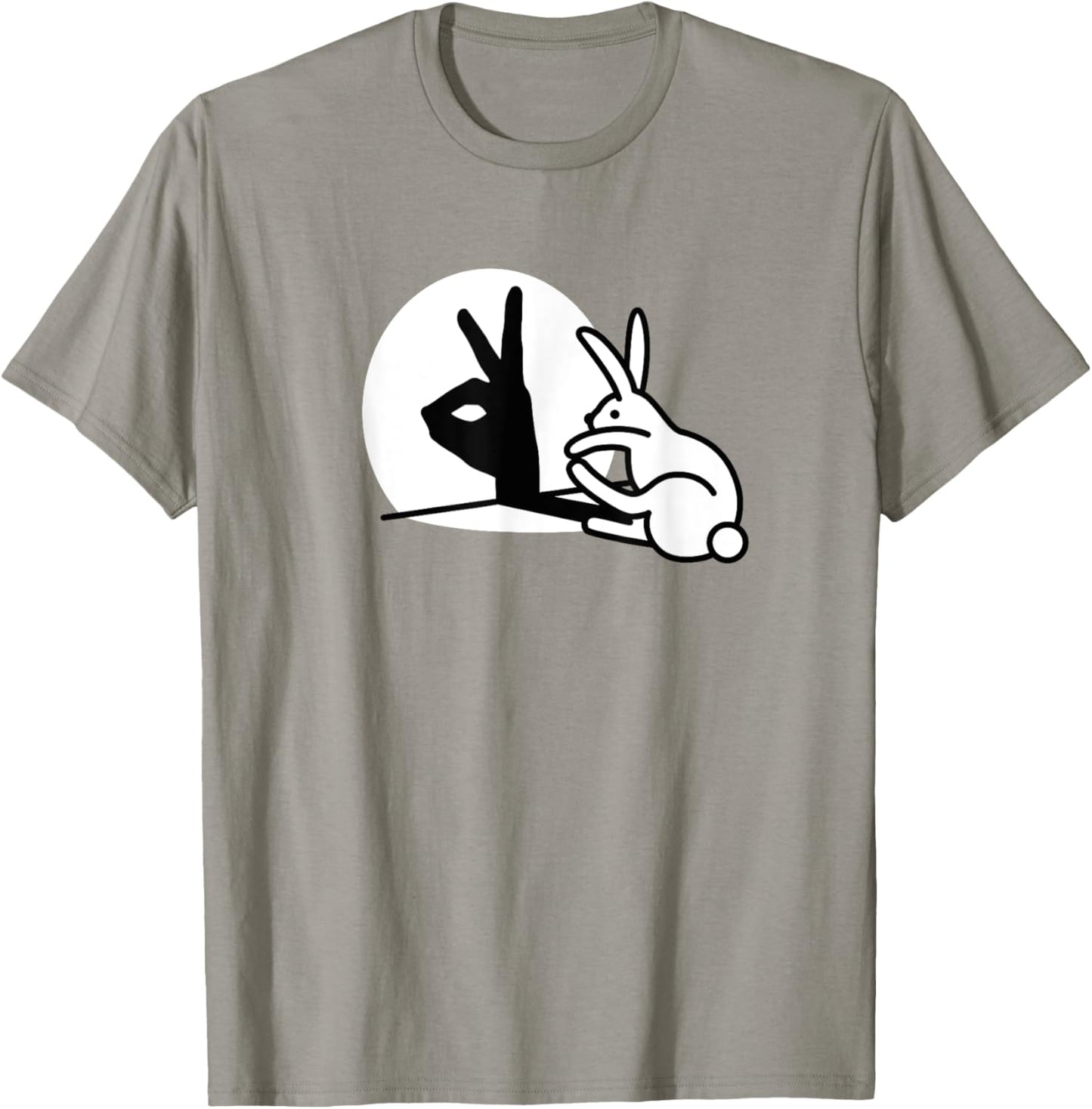 Funny Rabbit hand shadow puppets bunny figure pop art T-Shirt - T-Shirt | Sand