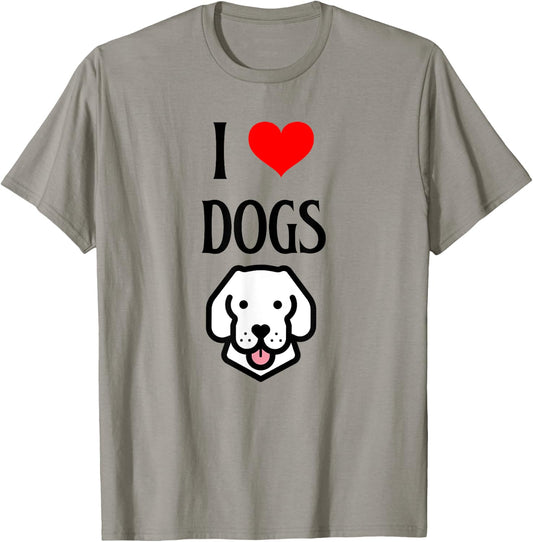 I Love Dogs I Heart Dogs Dog Lover Canine Pet Puppy Dog Men Women Girls Kids T-Shirt - T-Shirt | Sand