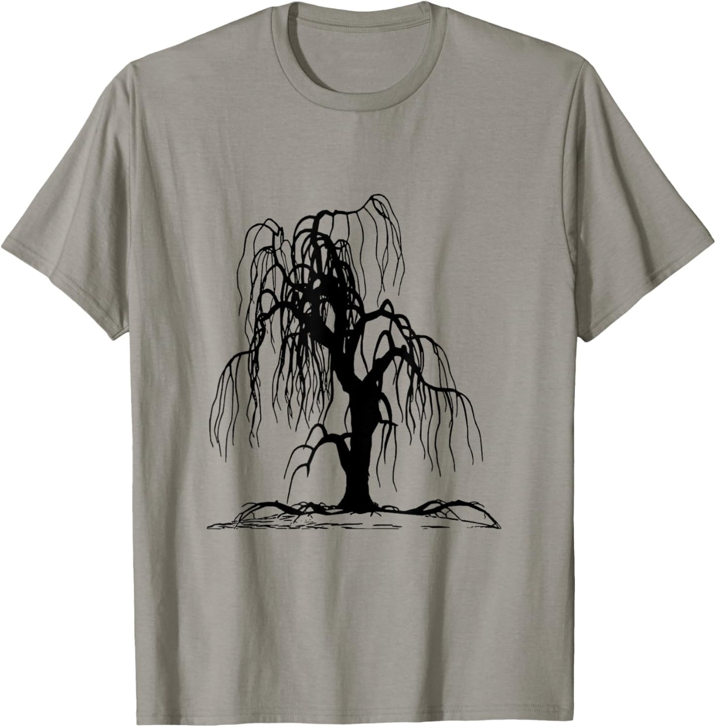 Weeping Willow Black Tree T-Shirt - T-Shirt | Sand