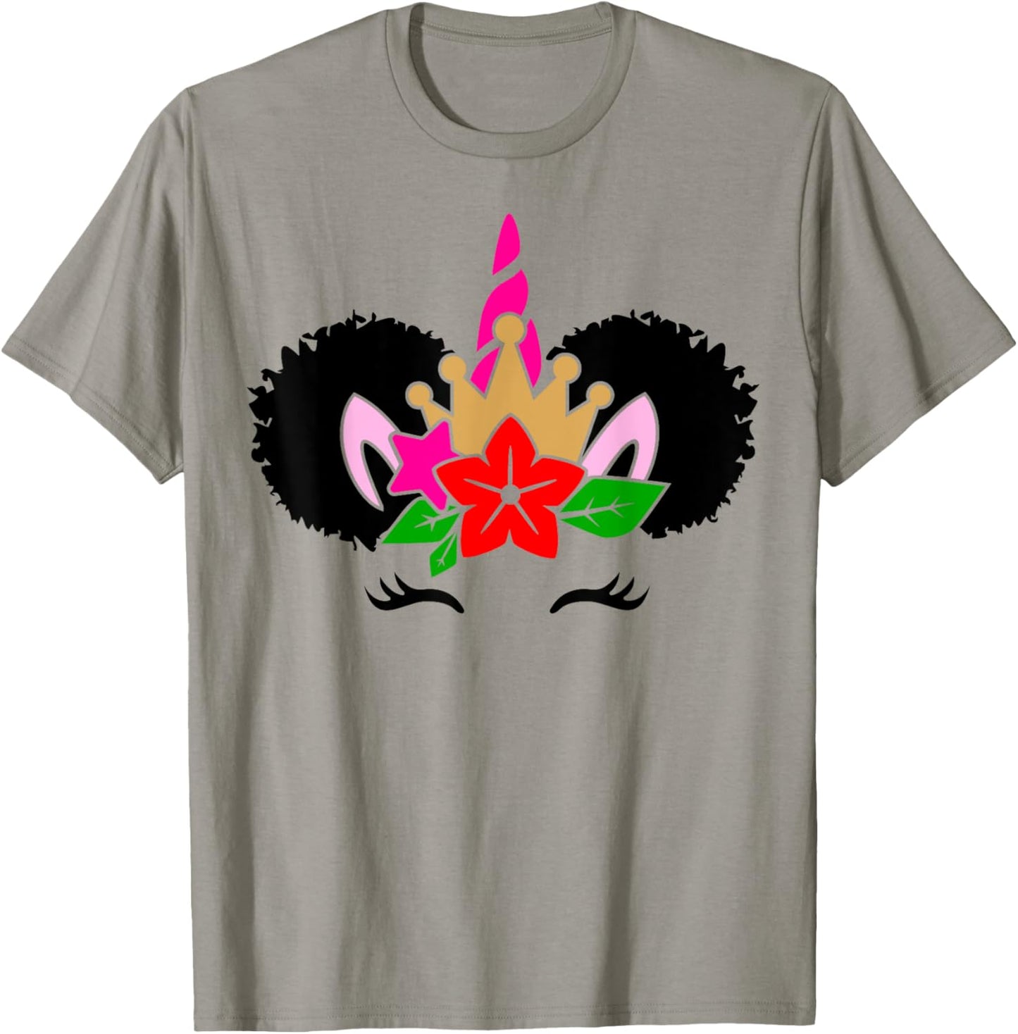 Black Girl Cute Unicorn Afro Hair Puffs Women Melanin T-Shirt - T-Shirt | Sand