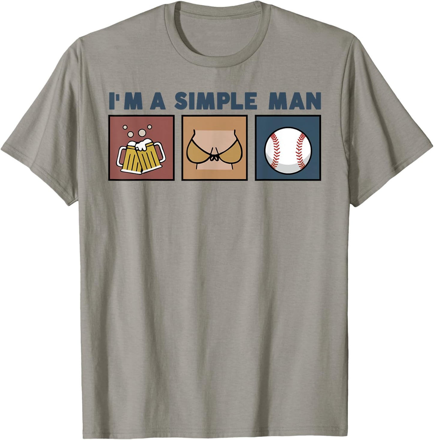 I'm A Simple Man Beer Boobs Baseball T-Shirt - T-Shirt | Sand