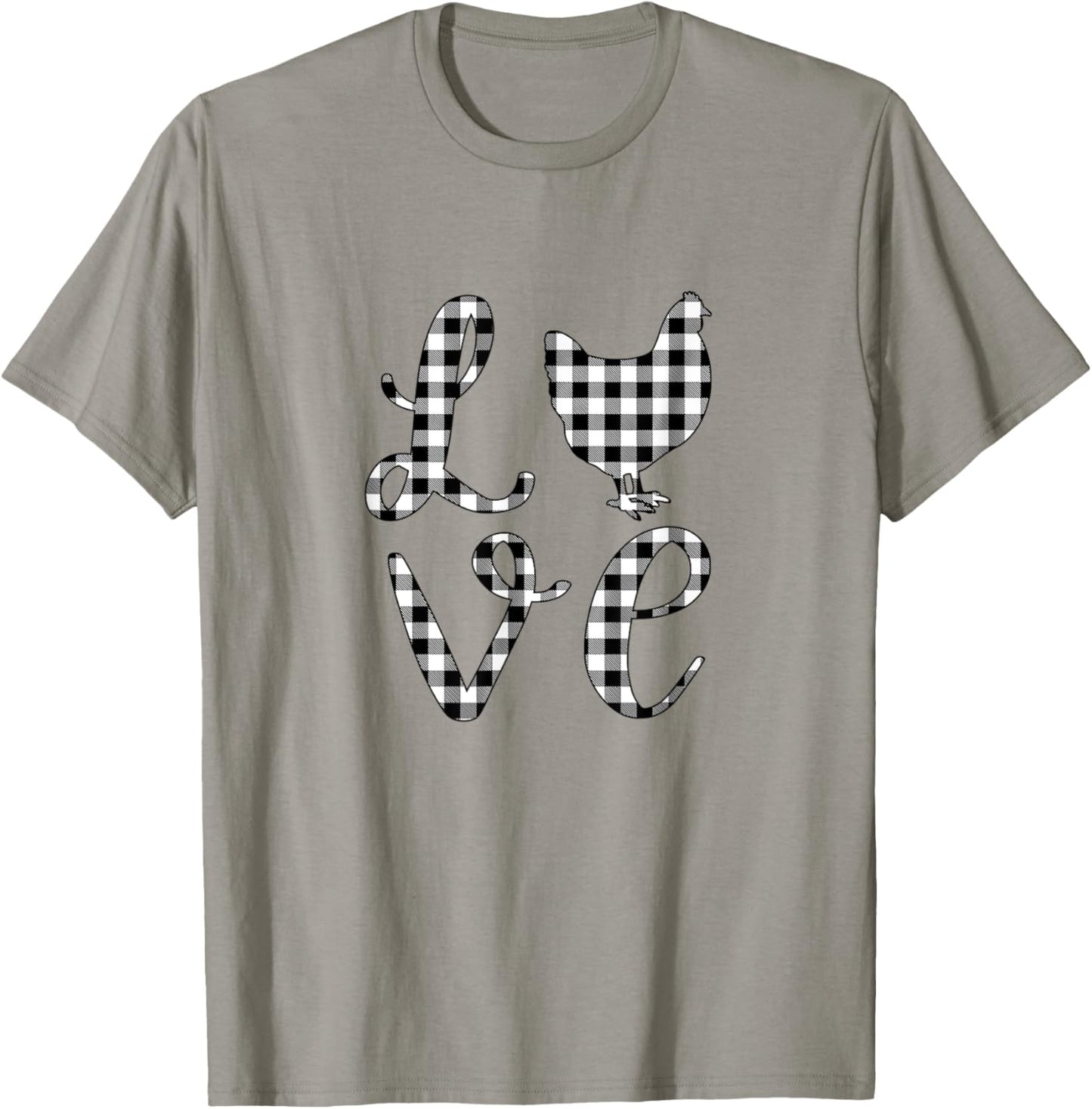 Chicken Lover Farm Country Mom Black White Rustic Gingham T-Shirt - T-Shirt | Sand