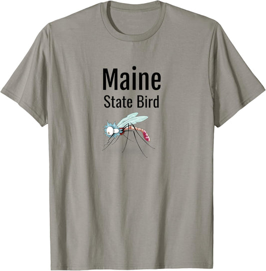 Maine State Bird Funny Mosquito T-Shirt - T-Shirt | Sand