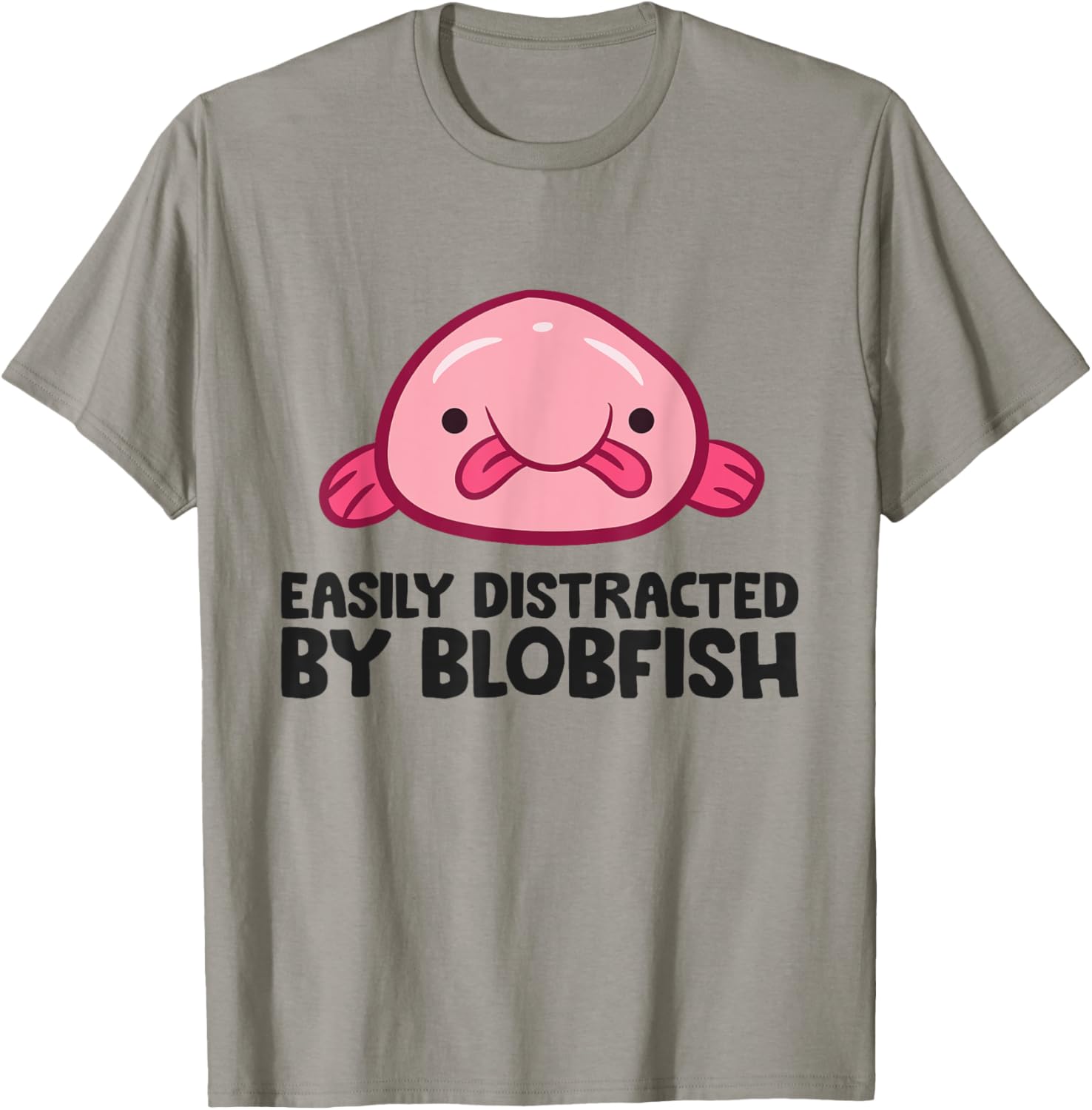 Funny Blobfish Ugly Animal Easily Distracted By Blobfish T-Shirt - T-Shirt | Sand