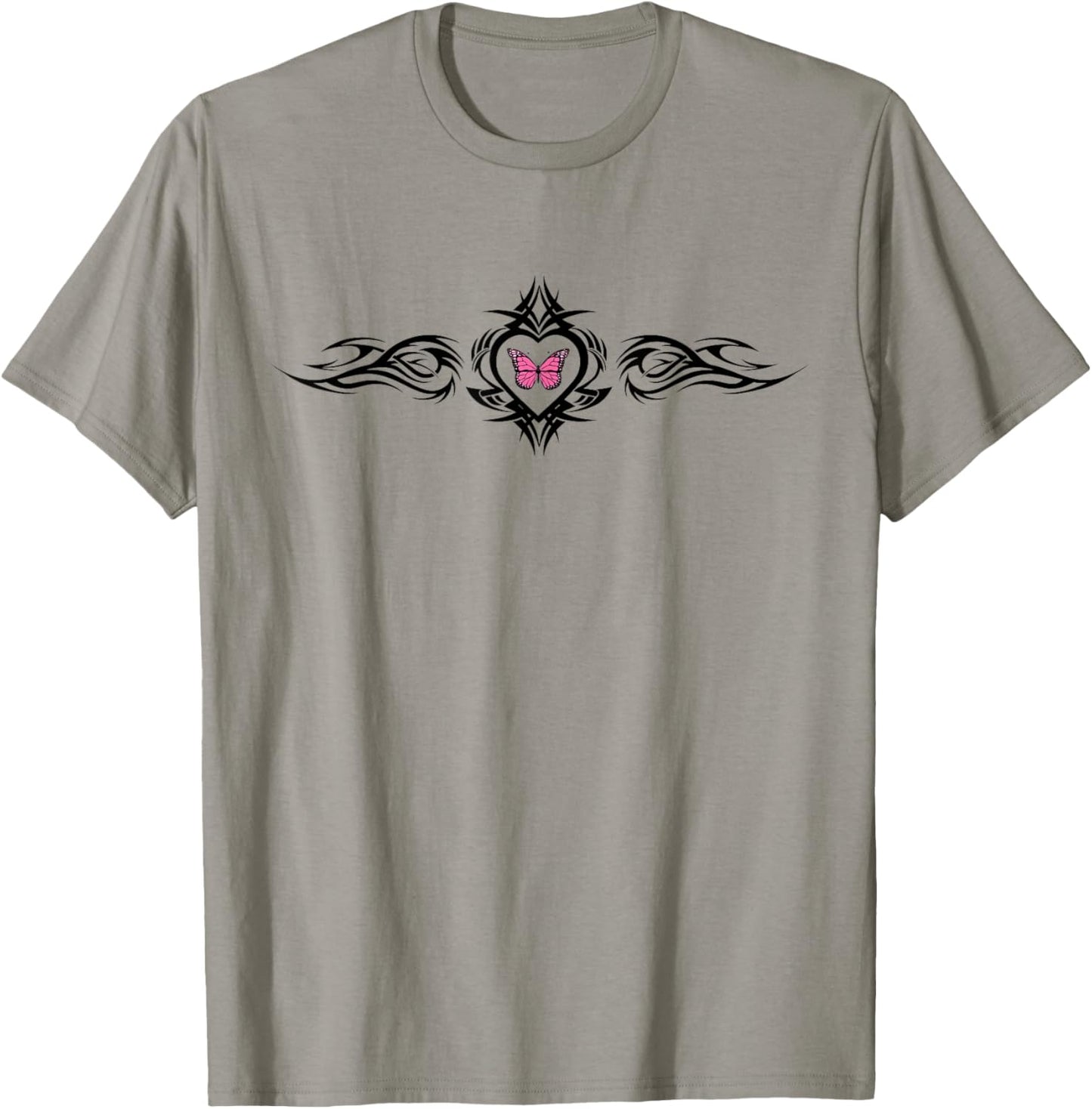 Butterfly Heart Tattoo Pink y2k Grunge Egirl Aesthetic T-Shirt - T-Shirt | Sand