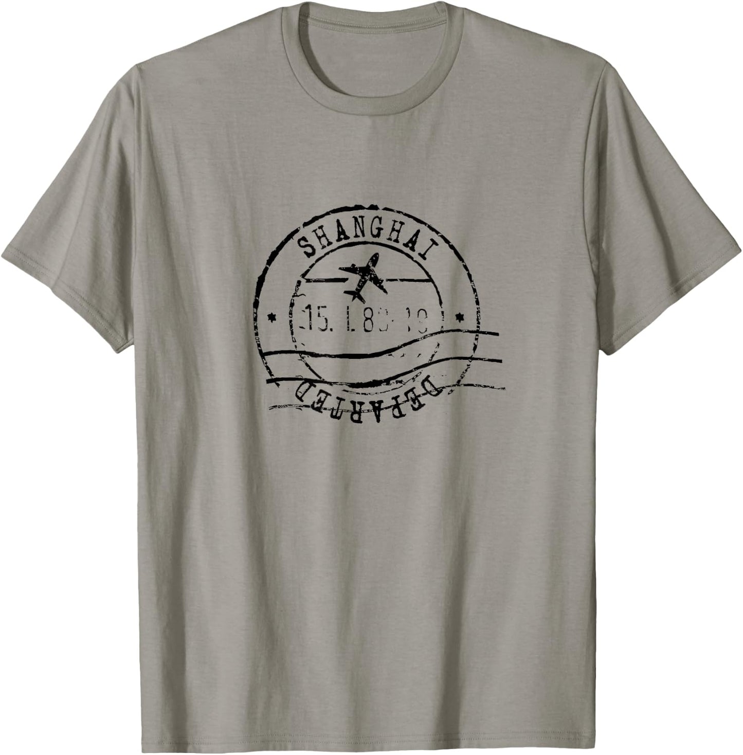 Shanghai China Travel Vintage Passport Stamp T-Shirt - T-Shirt | Sand