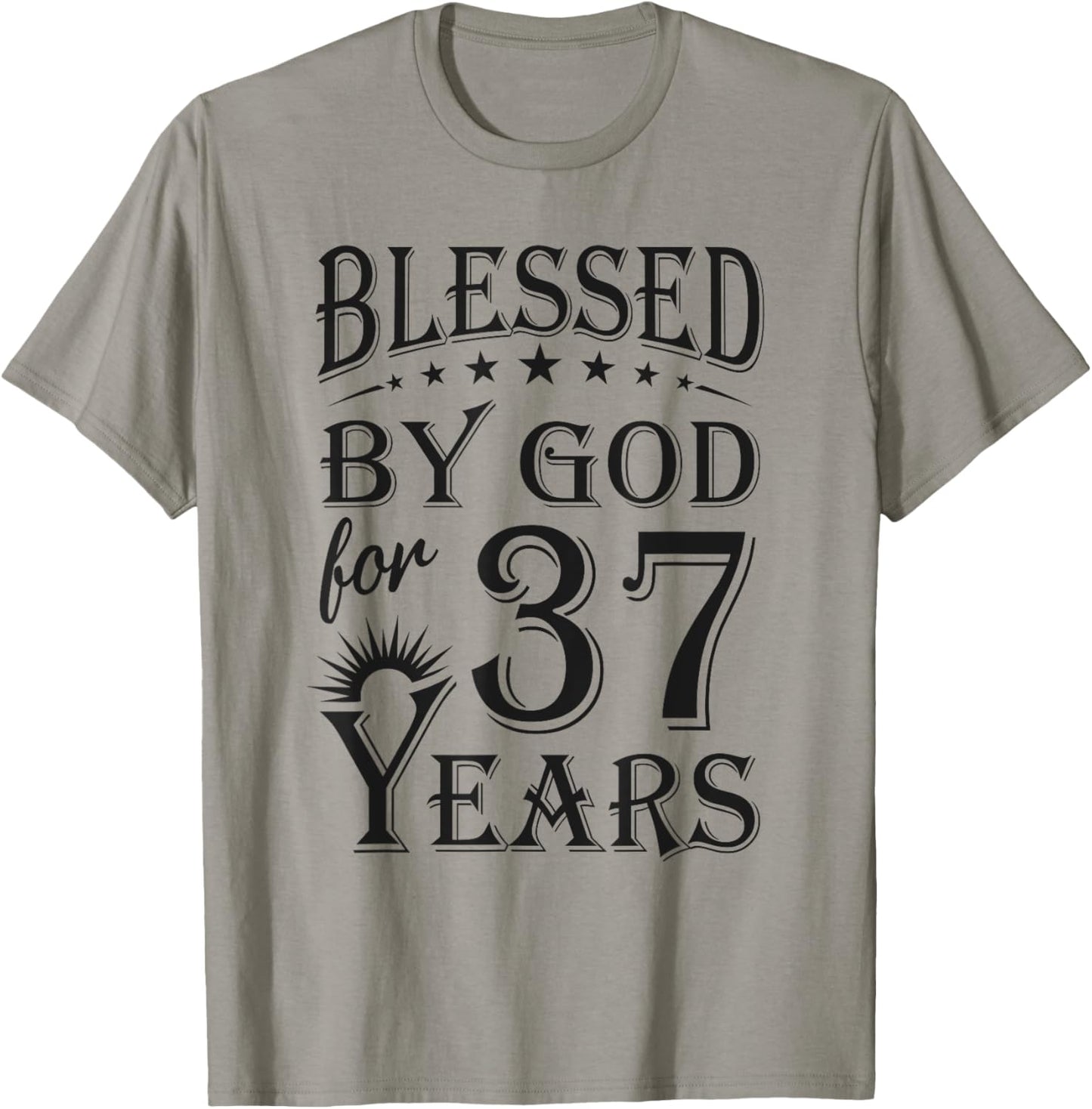 Vintage Blessed by God for 37 years Happy 37th Birthday T-Shirt - T-Shirt | Sand