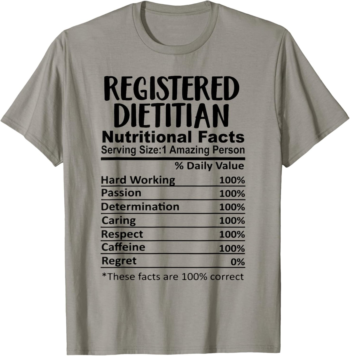 Registered Dietitian Nutrition Facts Funny T-Shirt - T-Shirt | Sand