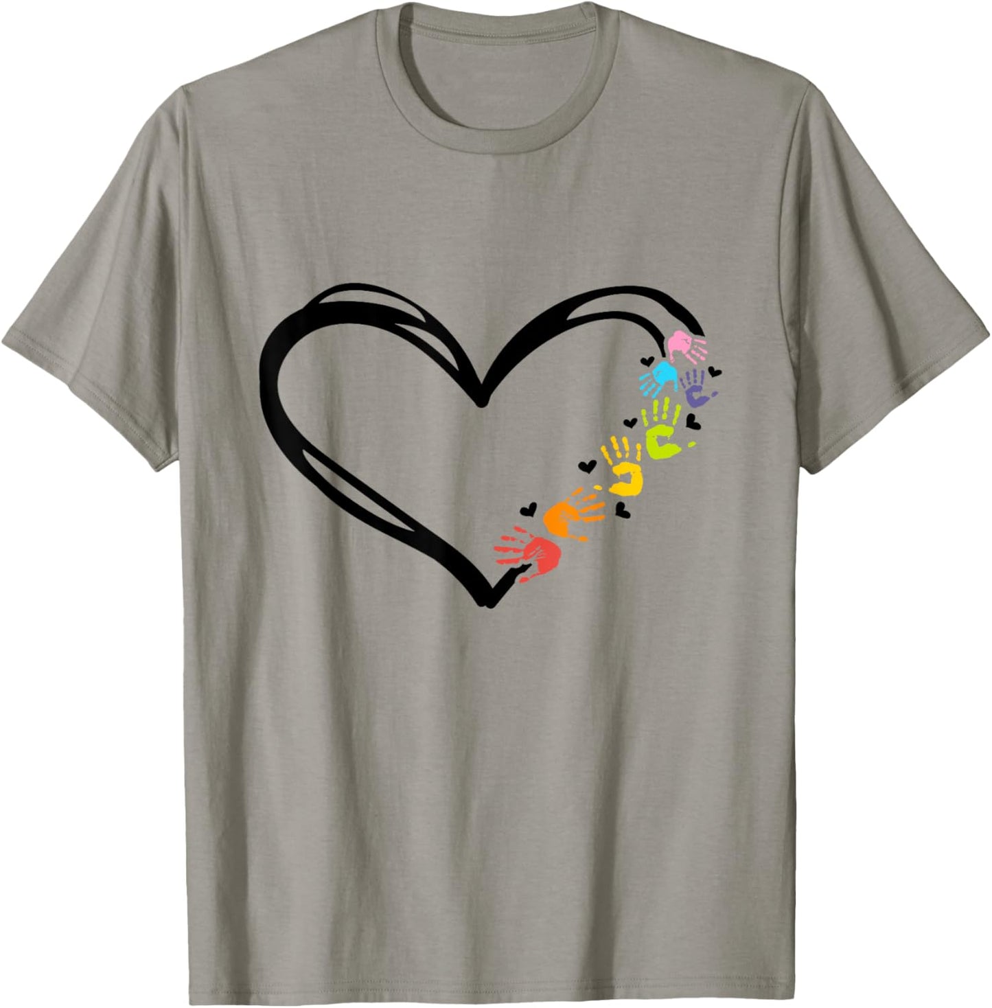 Daycare Provider Heart Hand Prints T-Shirt - T-Shirt | Sand