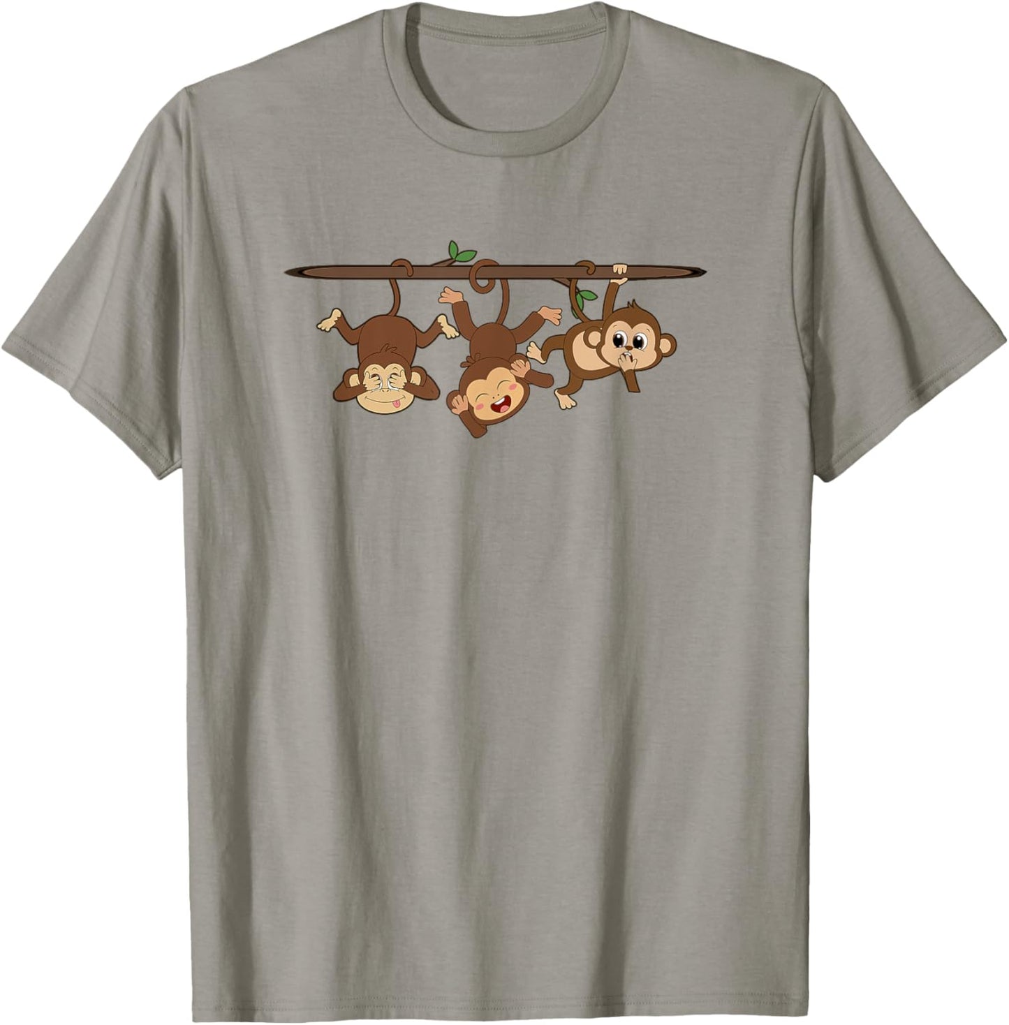 Hear See Speak No Evil Japanese Proverb Design -Adults, -Kids White Short Sleeve Cotton 60%, Polyester 40% Monkey T-Shirt - T-Shirt | Sand