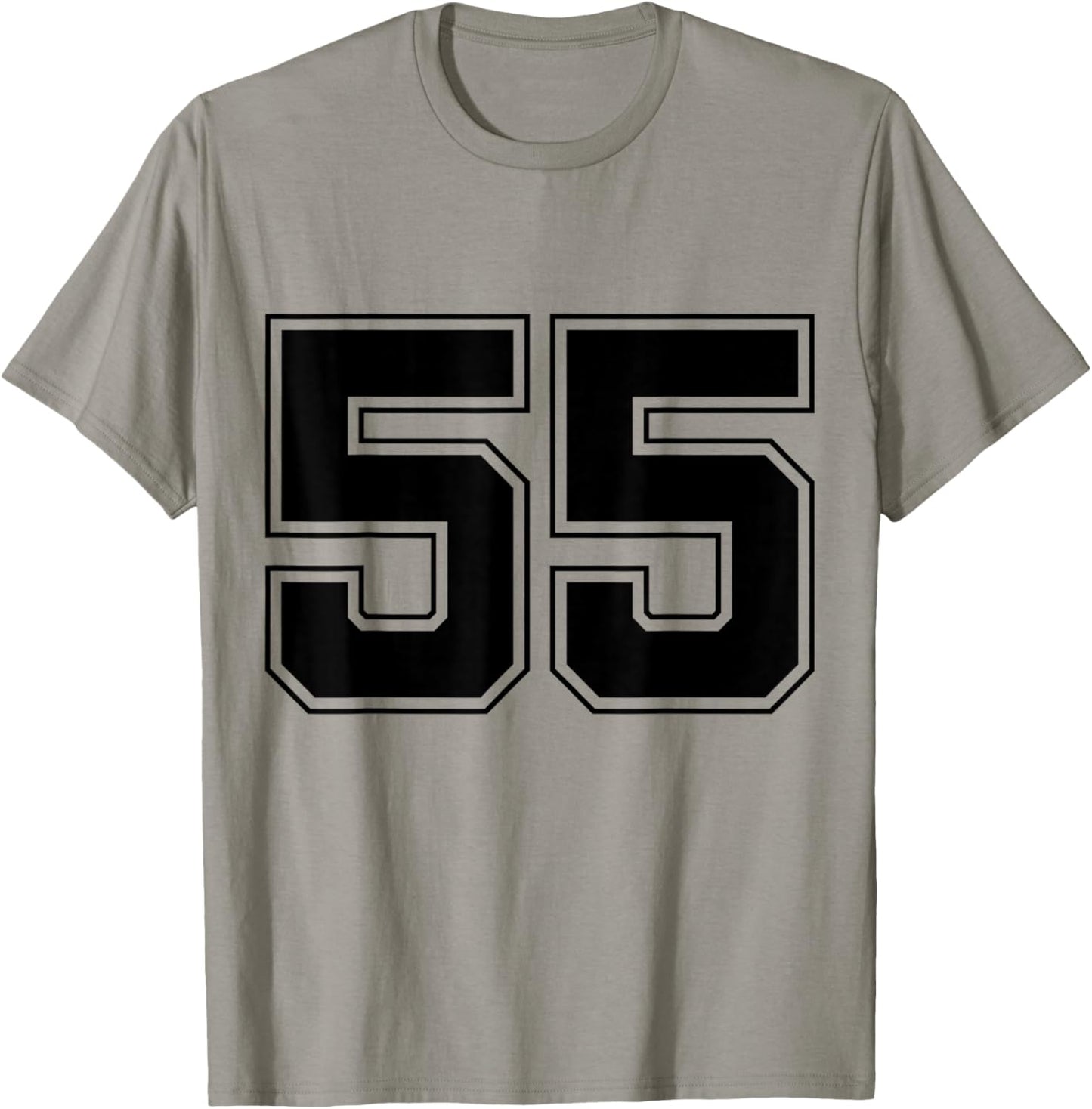 Number 55 Big Bold Capital Varsity Alphabet Monogram T-Shirt - T-Shirt | Sand