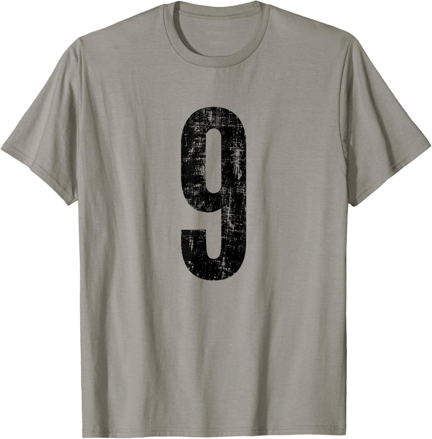 Number 9 Nine Distressed Vintage Sports Training Practice T-Shirt - T-Shirt | Sand