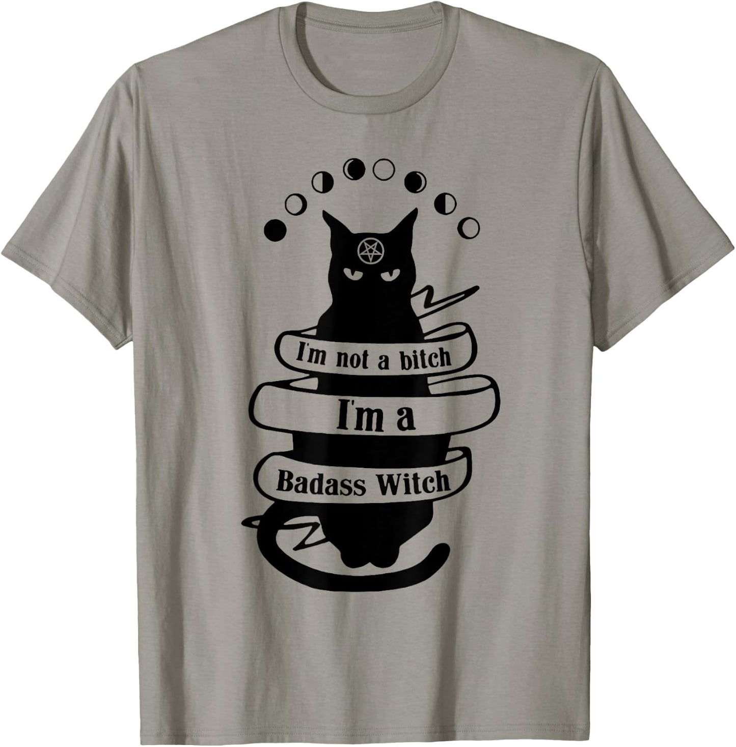 Cat I'm Not A Bitch I'm A Badass Witch Men Women T-Shirt - T-Shirt | Sand