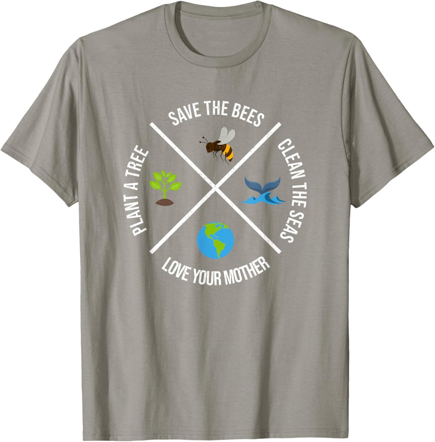 Happy Earth Day Plant Trees Clean Seas Save Bees Fun Science T-Shirt - T-Shirt | Sand