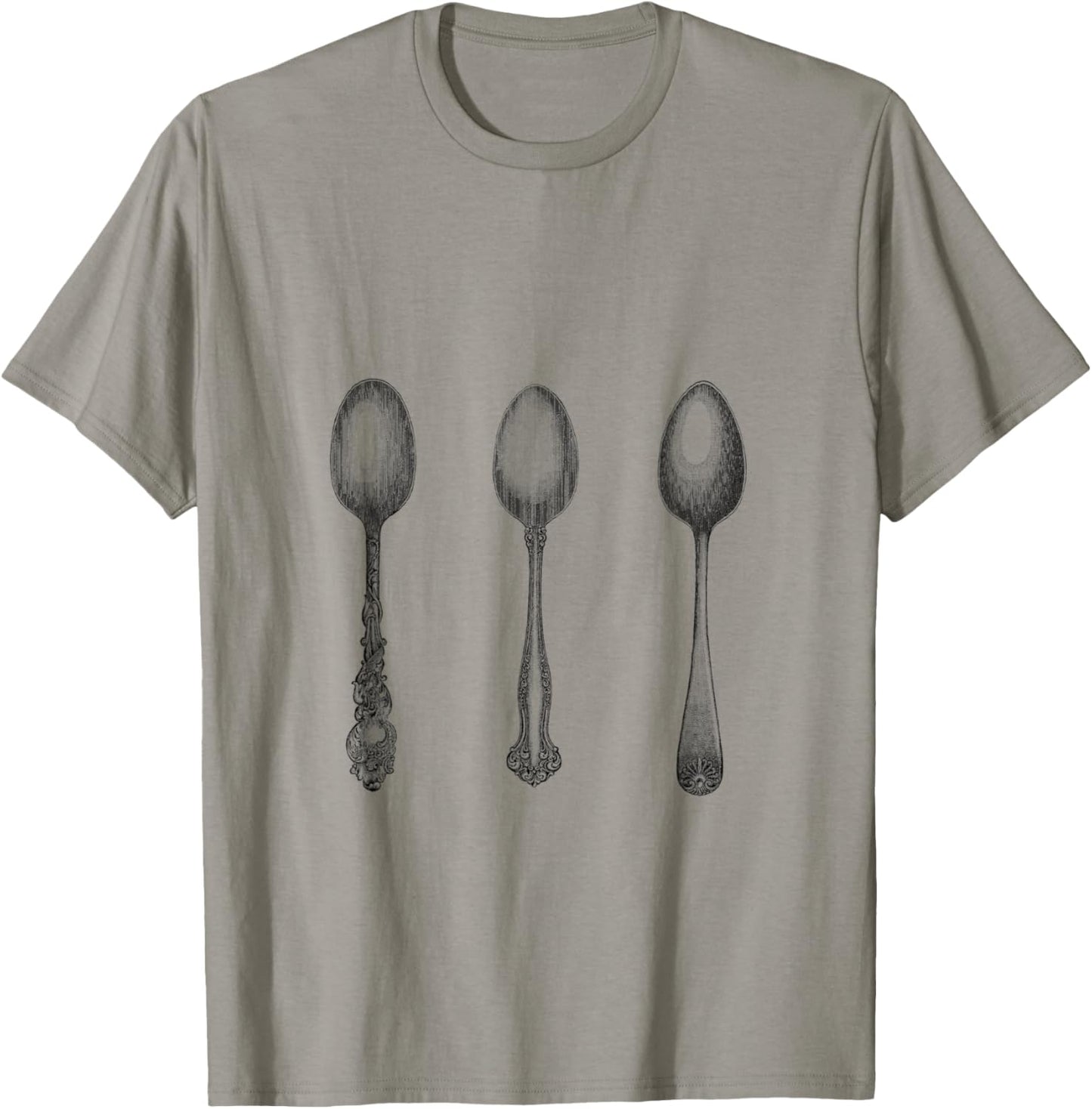 Antique Spoons print three spoonie silverware etched vintage T-Shirt - T-Shirt | Sand