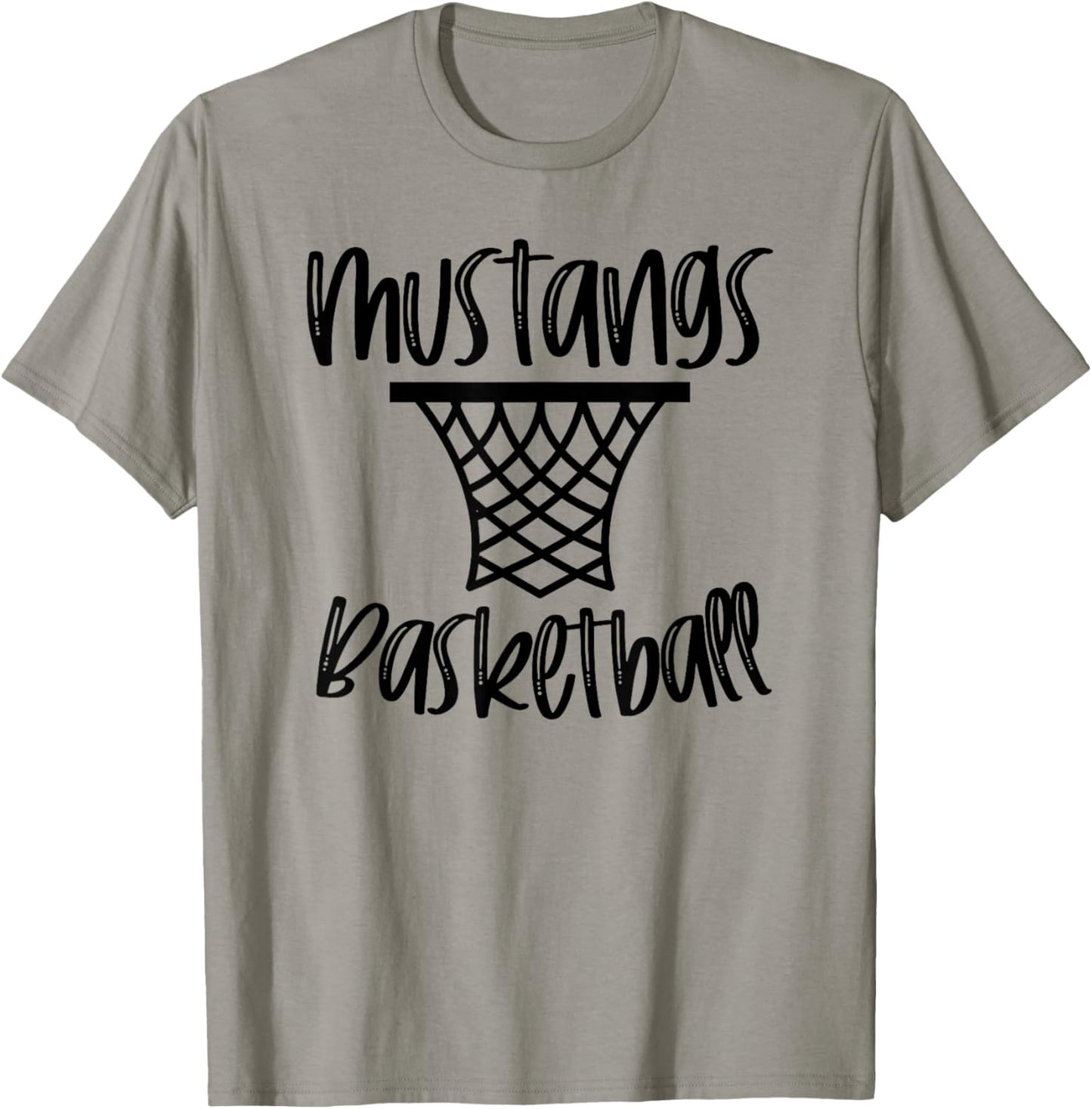 Mustangs Basketball Team Mascot School Spirit Game Night T-Shirt - T-Shirt | Sand