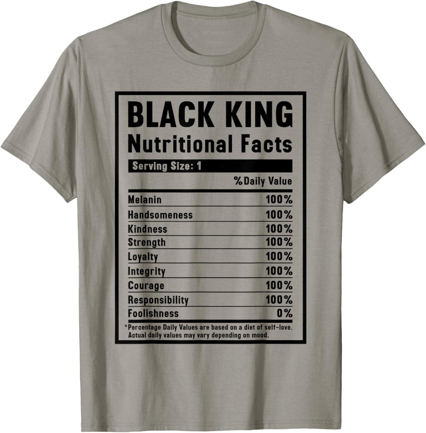 Black King Nutritional Facts T-Shirt - T-Shirt | Sand