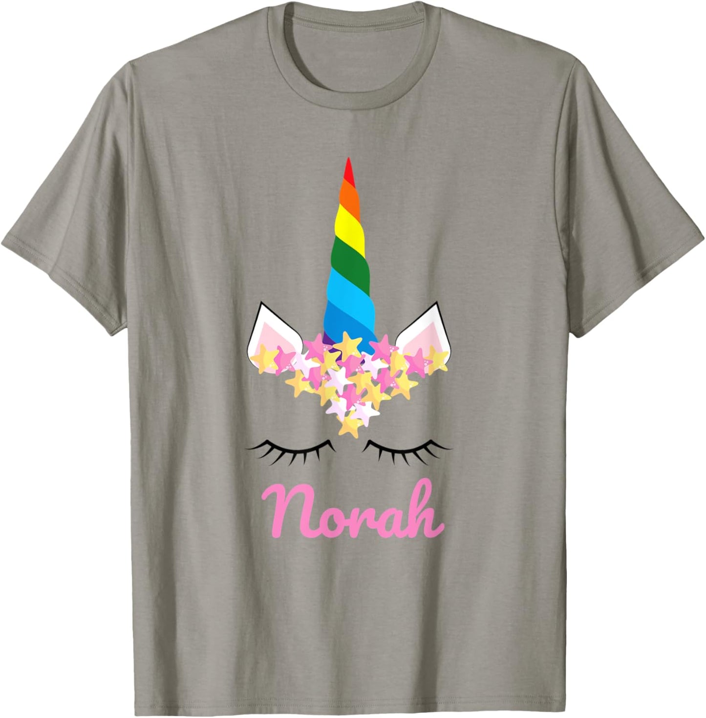 Cute Girls Unicorn Personalized Norah Rainbow Unicorn T-Shirt - T-Shirt | Sand