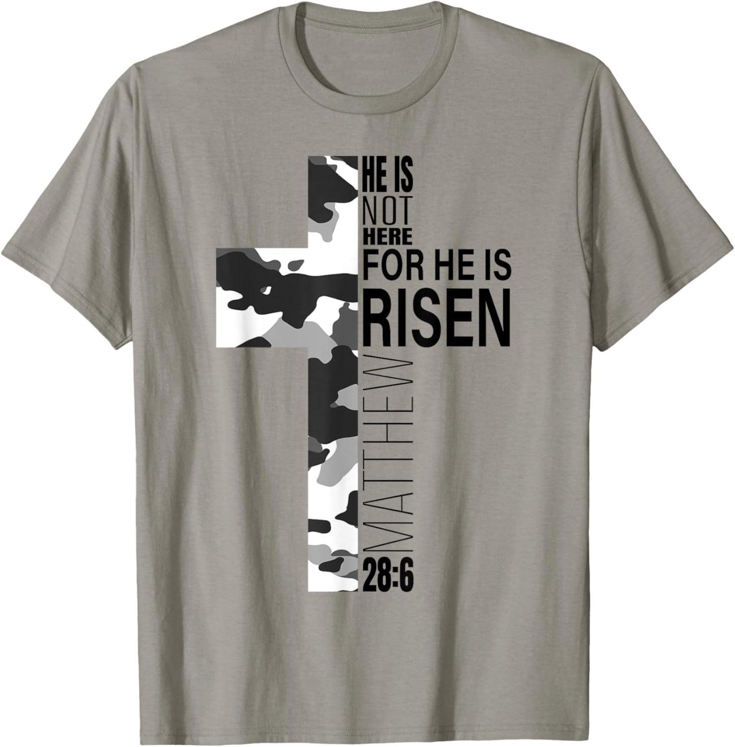 Cool Religious He Is Risen Christian Easter Verse Camo Cross T-Shirt - T-Shirt | Sand