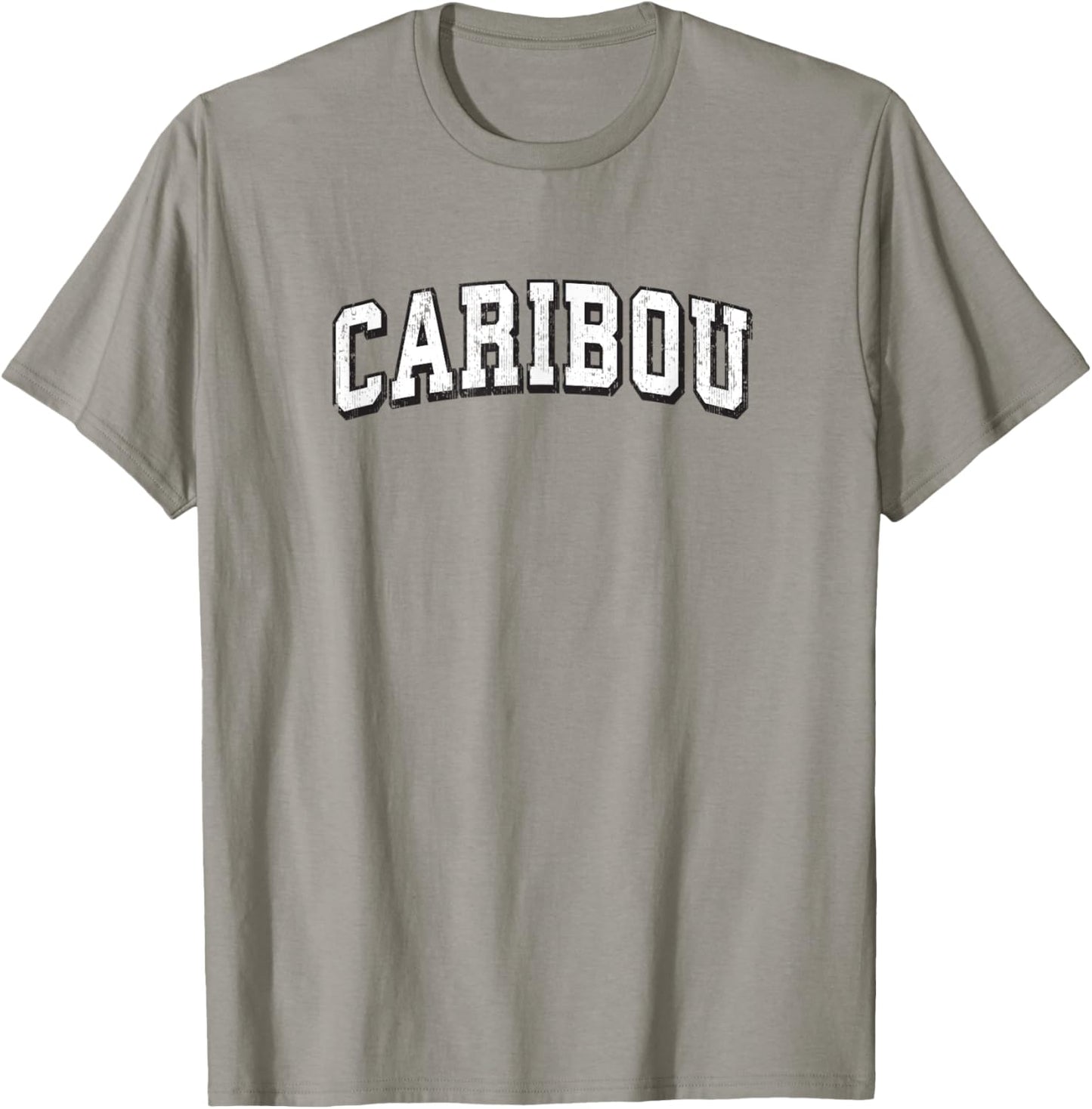 Caribou Maine Vintage Athletic Sports B&W Print T-Shirt - T-Shirt | Sand
