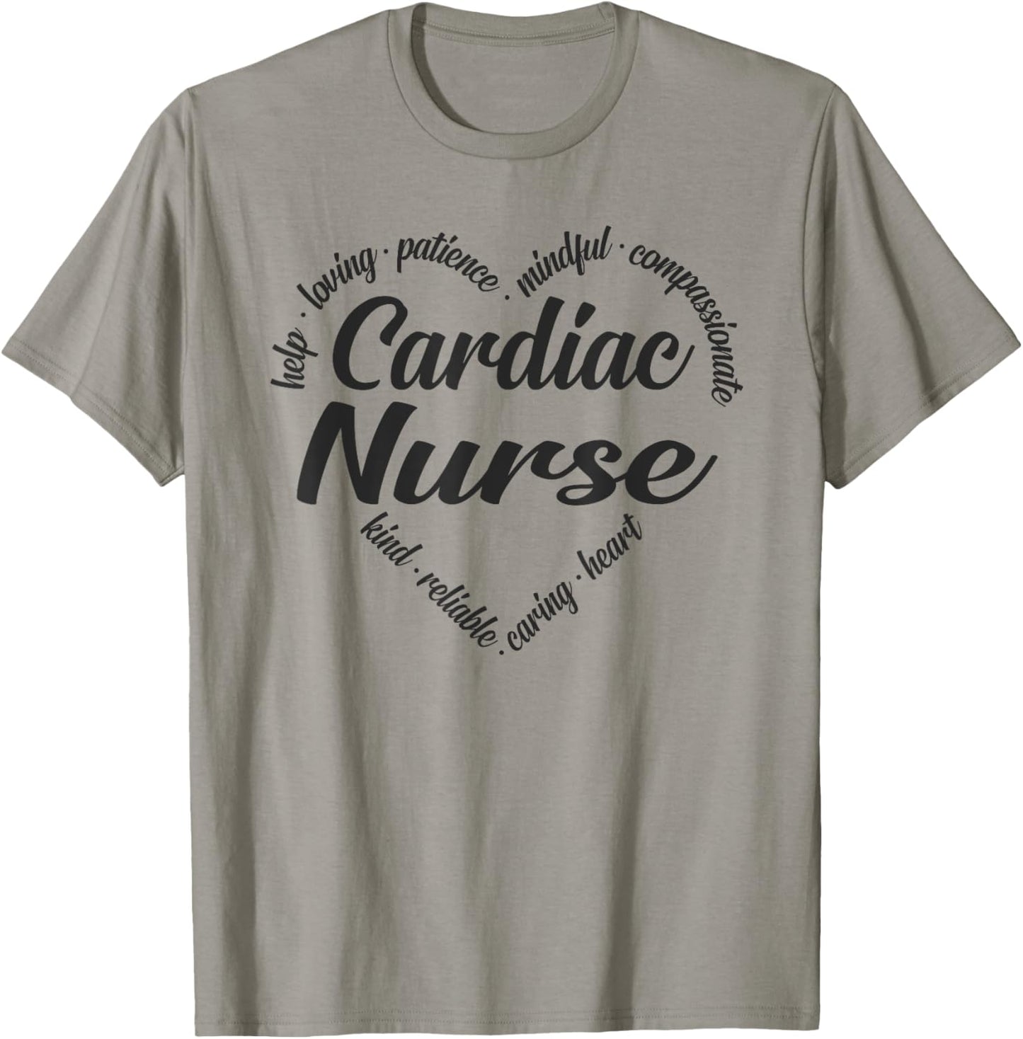 Cardiac Nurse Heart Word Cloud T-Shirt - T-Shirt | Sand