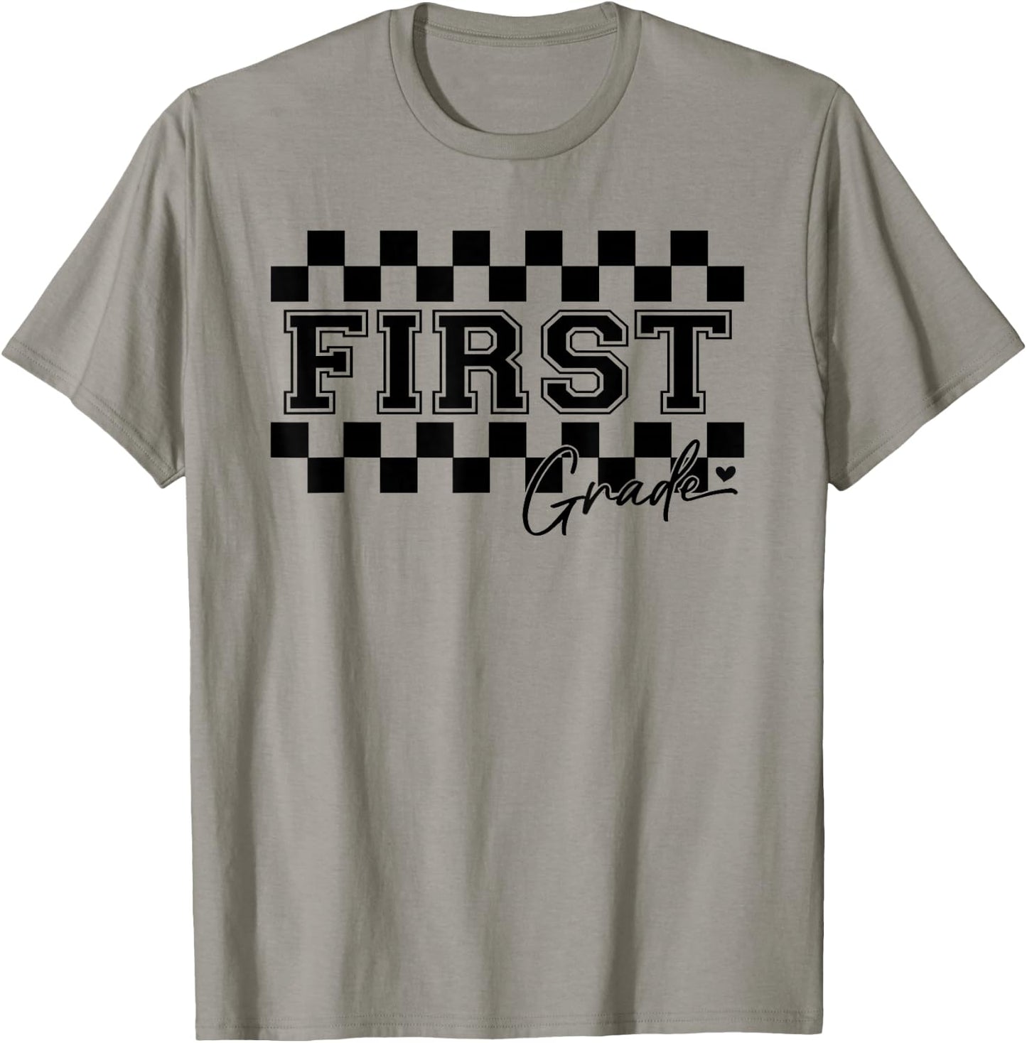 First Grade Checkered Teacher 1st Day Back to School Women T-Shirt - T-Shirt | Sand