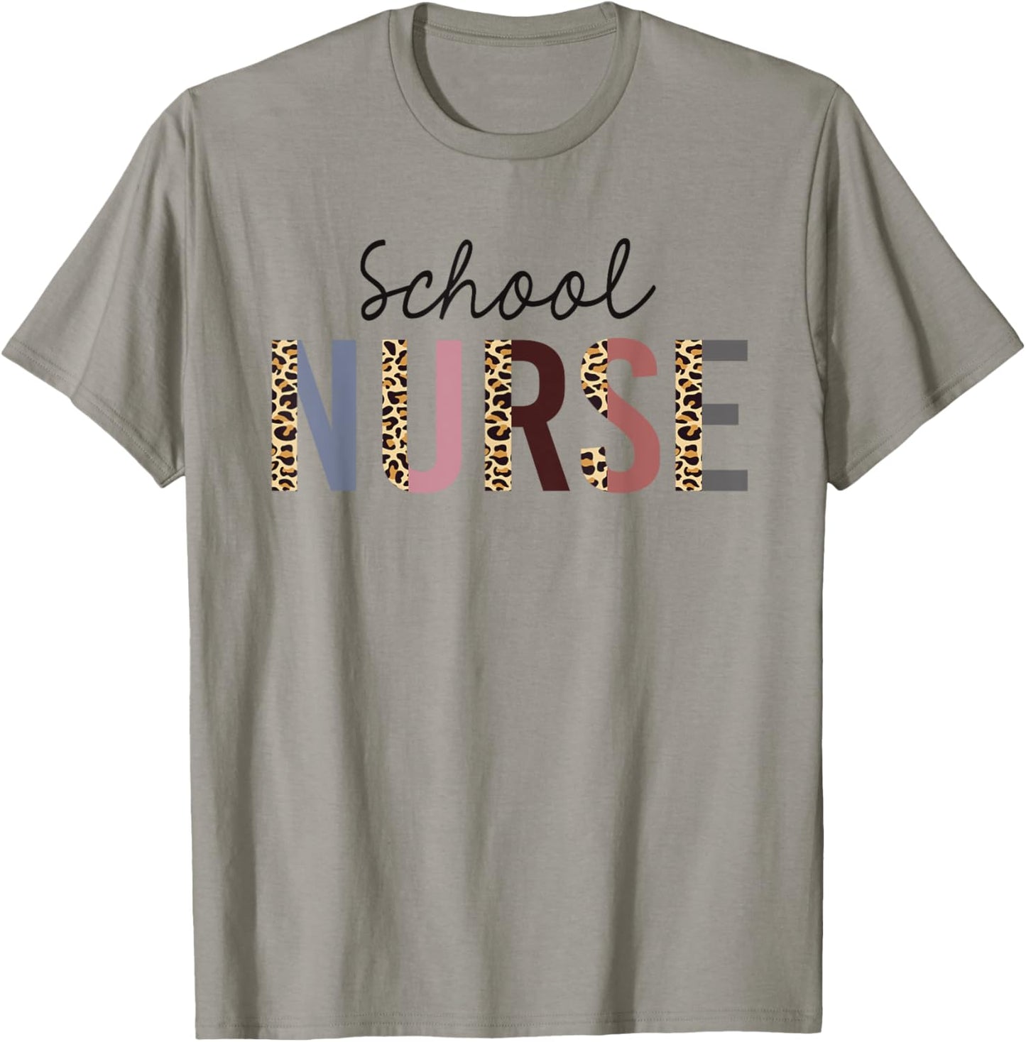 School Nurse Leopard Print Nursing Back to School Women Cute T-Shirt - T-Shirt | Sand