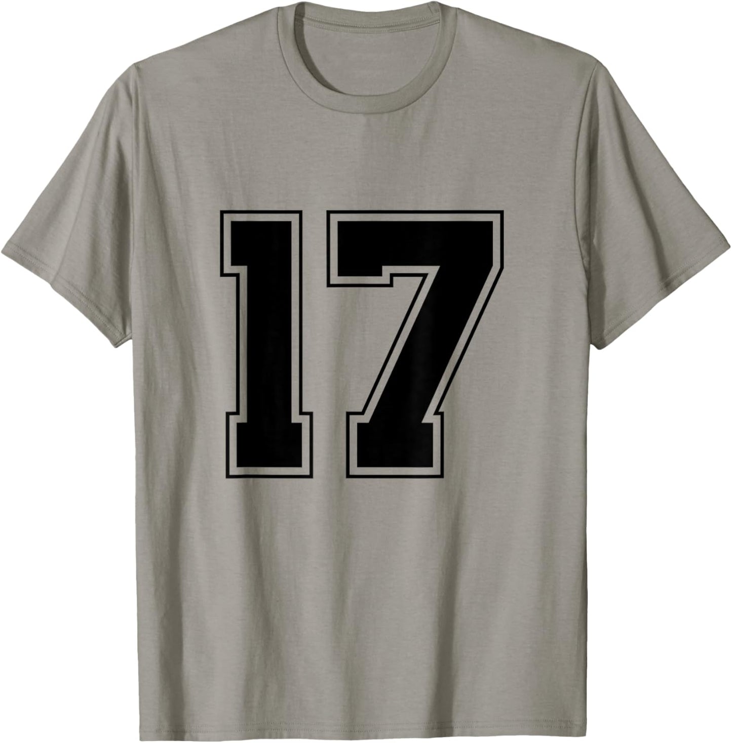 Number 17 Big Bold Capital Varsity Alphabet Monogram T-Shirt - T-Shirt | Sand
