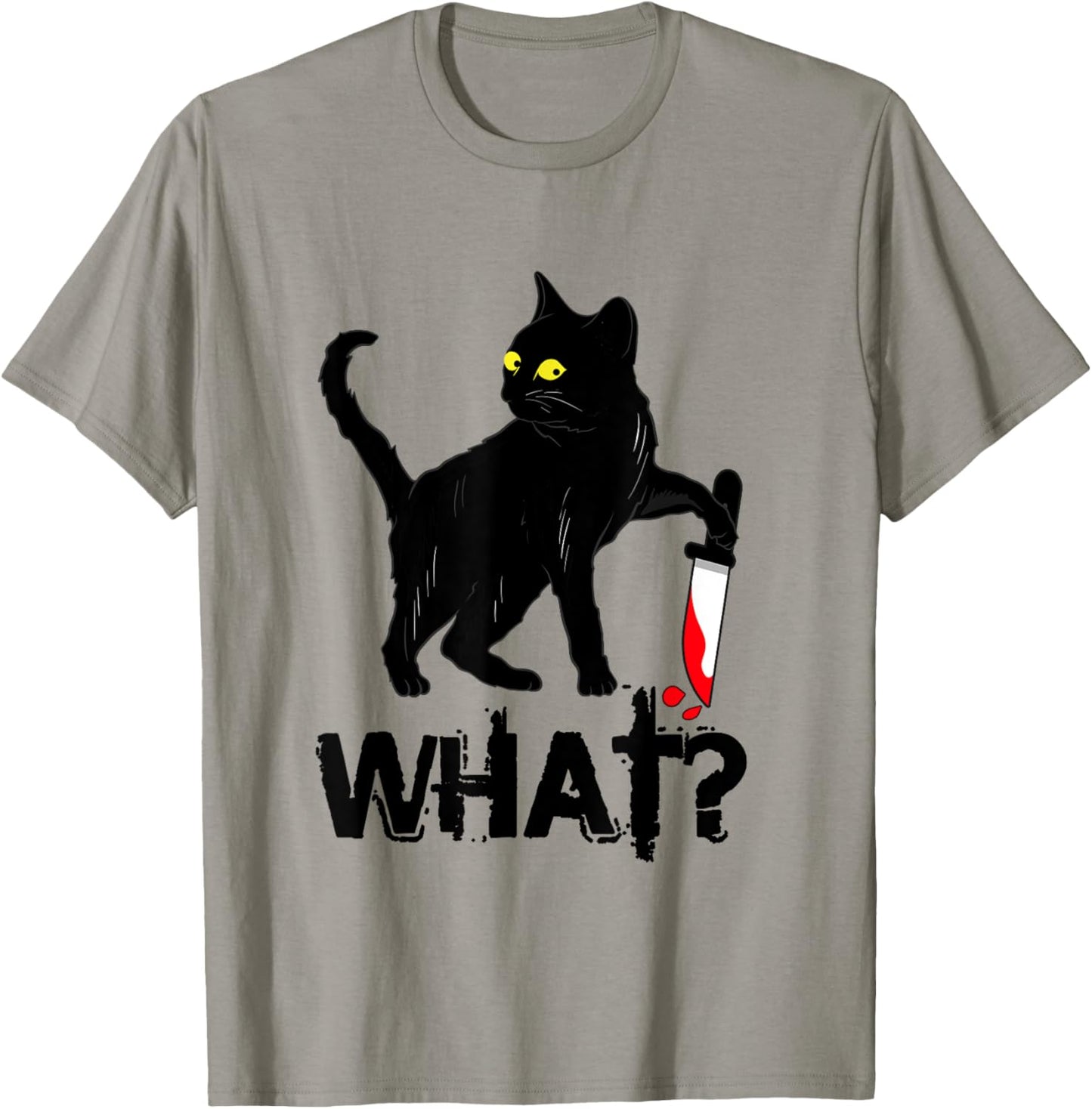 Cat What Shirt Murderous Black Cat With Knife Halloween T-Shirt - T-Shirt | Sand