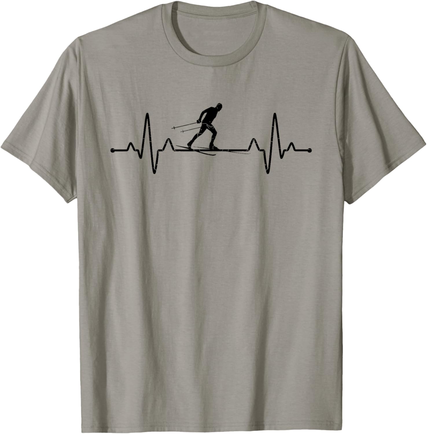 Heartbeat Cross Country Skiing Winter Sports Biathlon Ski T-Shirt - T-Shirt | Sand