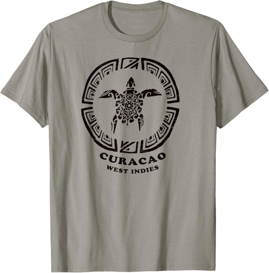 Curacao, West Indies Vintage Tribal Sea Turtle Vacation T-Shirt - T-Shirt | Sand