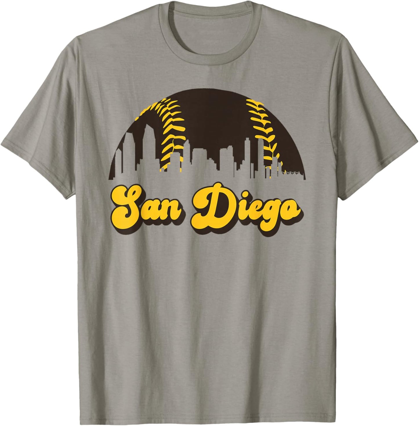 San Diego Baseball Vintage Skyline Cool Retro SD Jersey T-Shirt - T-Shirt | Sand
