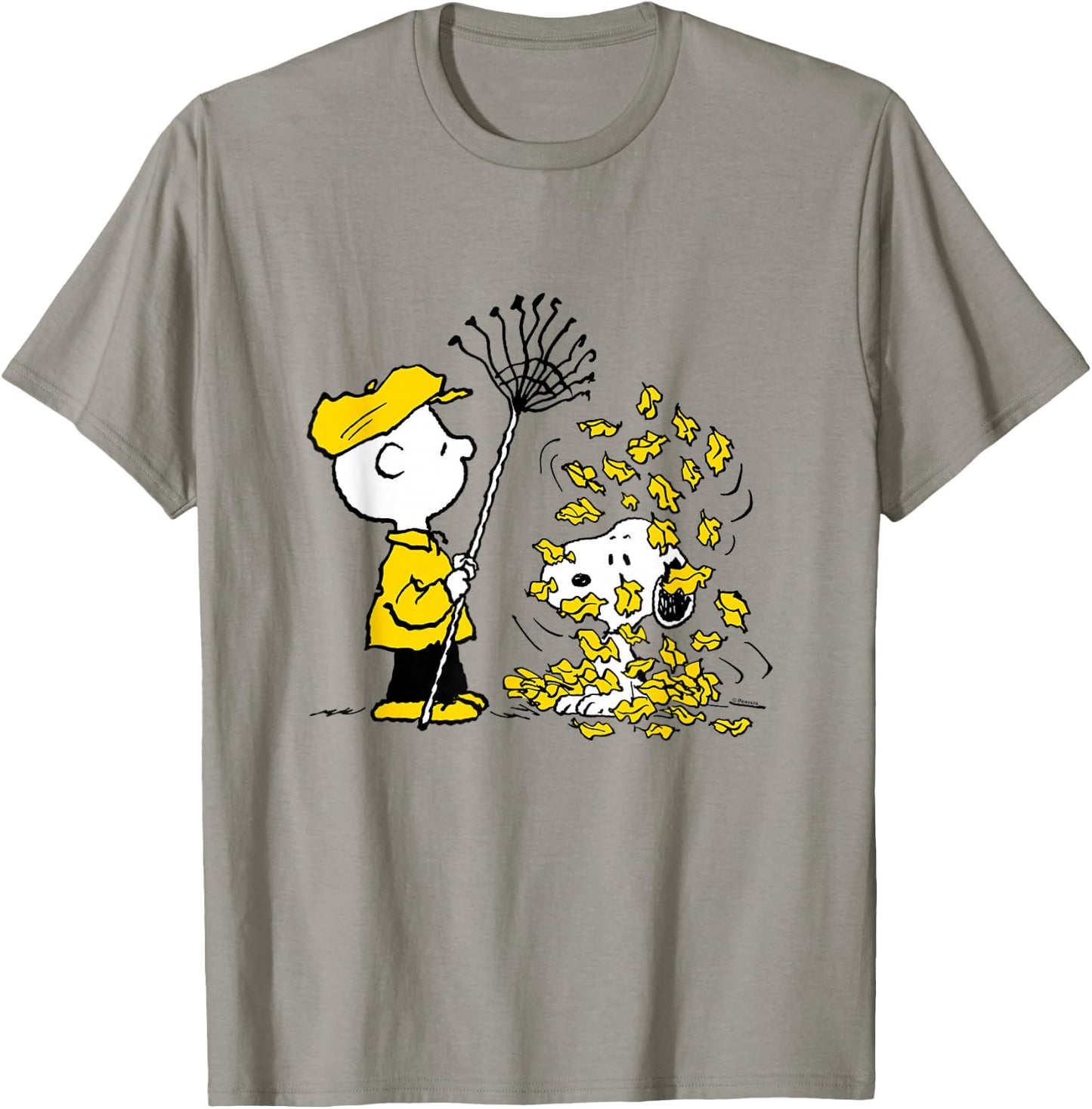 Peanuts - Charlie Brown Snoopy Fall Leaves T-Shirt - T-Shirt | Sand