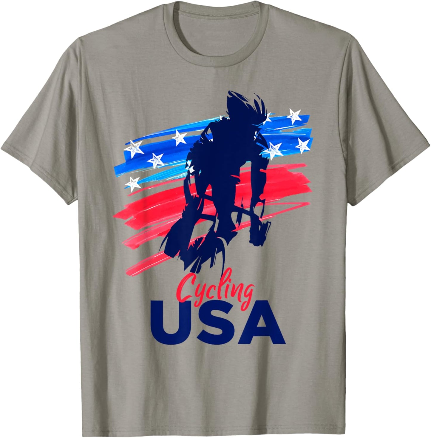 Cycling USA Flag Bicycle Team Player Cycling Lover T-Shirt - T-Shirt | Sand